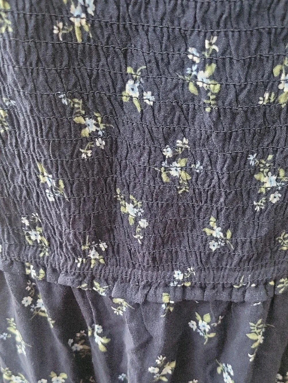 Hollister Navy Floral Smocked Maxi Dress - Picture 3 of 5